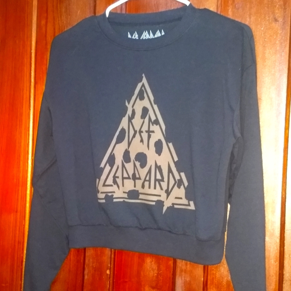 DEF LEPPARD CROP TOP - Long Sleeve Tee Shirt - S - logo band graphic T-shirt